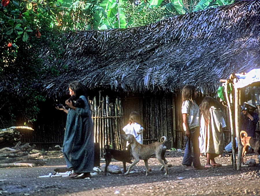 Photo by Paul Tanner from 1971 of Lancandon village near Bonampak